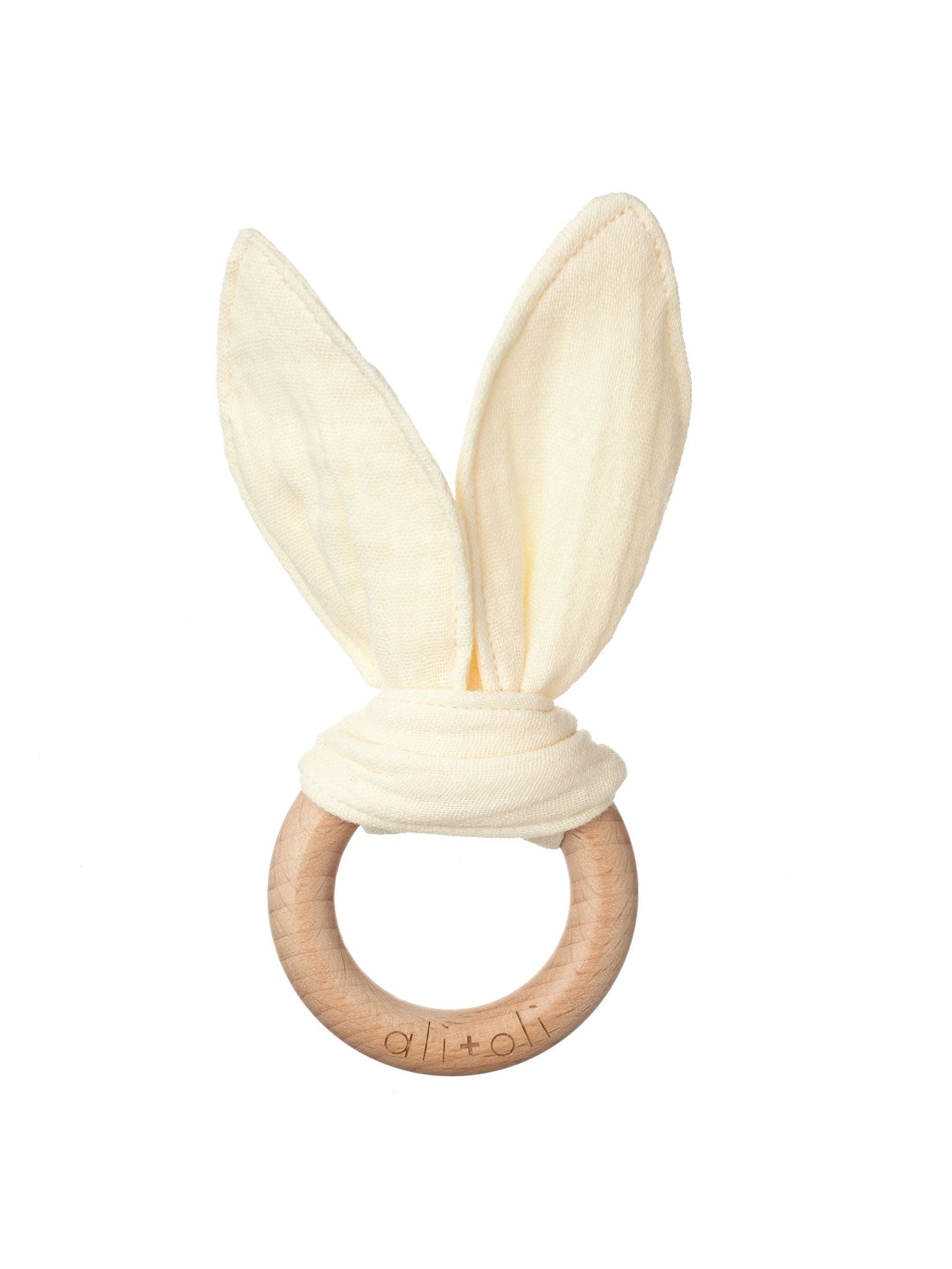 Crinkle Bunny Ears Wooden Teether