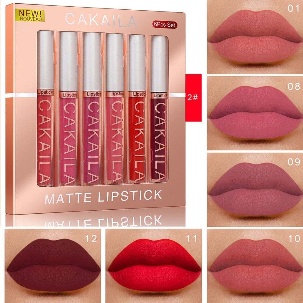 6PCS Set Of Boxes Velvet Matte Lipstick Lasting Non-stick Liquid Lipstick