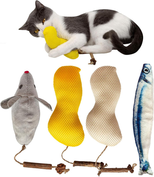 4Pcs Catnip Toys, Cat Toys, Cat Toys for Indoor Cats, Catnip Toys for Cats, Cat Toys with Catnip, Interactive Cat Toy, Cat Chew Toy, Cat Pillow Toys, Cat Toys for Kittens Kitty