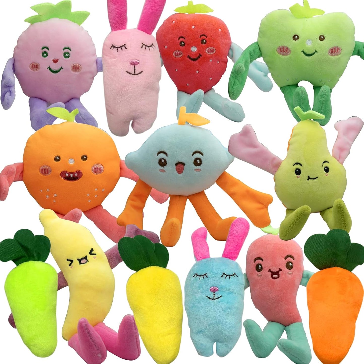 Cute Carrot Fruits Dog Squeaky Toys Dog Toy for Pet Puppy Small Dog (Pack for 13)