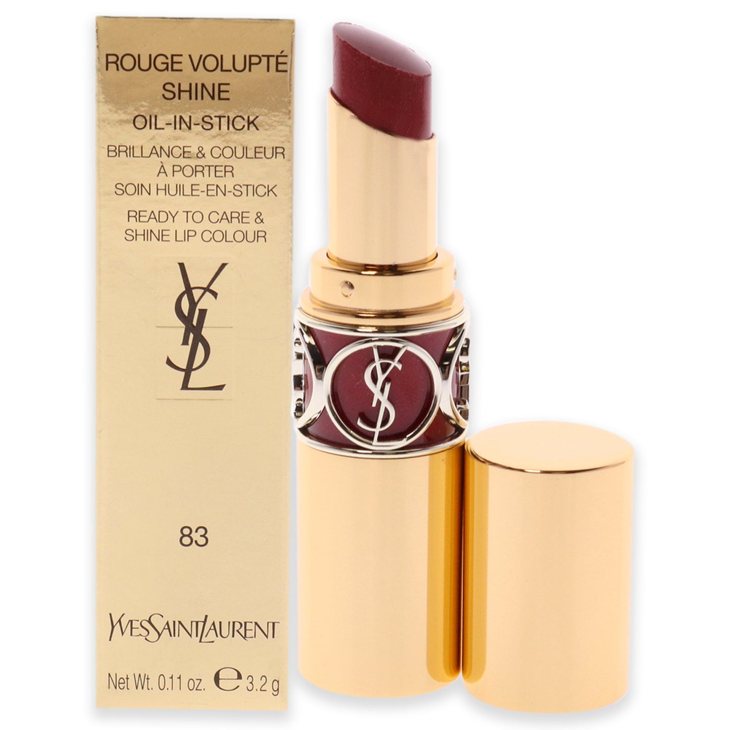 Rouge Volupte Shine Oil-In-Stick Lipstick - 83 Rouge Cape by Yves Saint Laurent for Women - 0.11 oz Lipstick