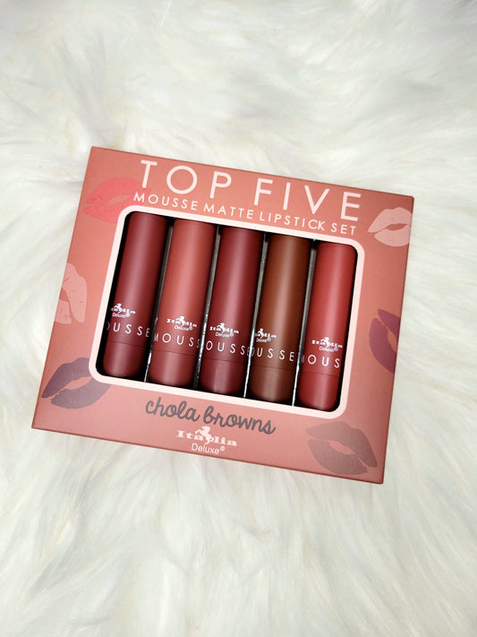 Top Five Mousse Matte Lipstick Set - Chola Browns