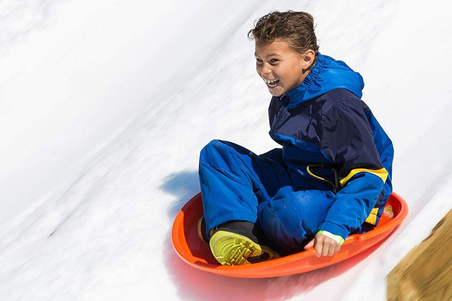 Downhill Saucer Snow Sled Includes Durable Handles (Black 25")